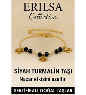 Sertifikalı Siyah Turmalin Taşlı Charm Bileklik – Nazar Enerjisini Azaltır, Koruma Sağlar