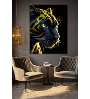 GÖZLERİ YEŞİL OLAN LEOPAR KANVAS TABLO EV DUVAR SALON OFİS DÜKKAN HEDİYELİK DEKARASYON SÜSÜ (Çok Renkli)
