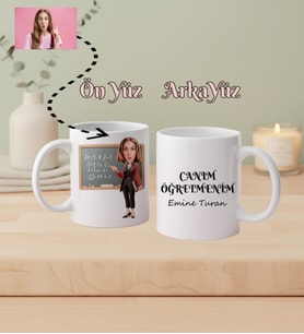 Kişiye Özel Canım Öğretmenim Matematik Öğretmeni Karikatürlü İsimli Kupa Bardak