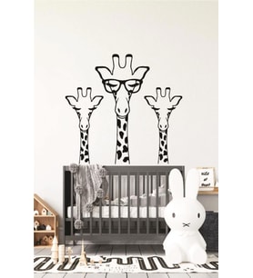 Zurafa Kardeşler Duvar Stickers Bebek Ve Çocuk Odası Dekoratif Duvar Çıkartma Sticker SİYAH