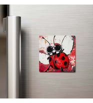 Ladybug - Uğur Böceği - Güneş Gözlüklü Style - Buzdolap Magneti - 9x9 Cm