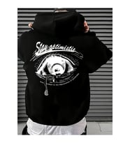 Unisex Oversize Stay Optimistic Göz Baskılı Hoodie – Minimal ve Modern Streetwear Sweatshirt (Siyah)