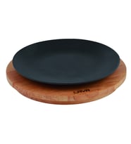 Lava Döküm Yuvarlak Servis Tabağı ve Kayın Servis Ahşabı. Çap(Ø)21cm.