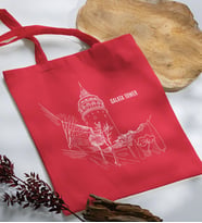 BK Gift İstanbul Tasarımlı Kırmızı Kumaş Bez Çanta, Baskılı Omuz Çantası, Alışveriş Çantası, Arkadaşa Hediye-6