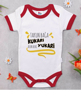 BK Kids Takun Bağa Kukari Tasarımlı Kırmızı Bebek Body Zıbın-1