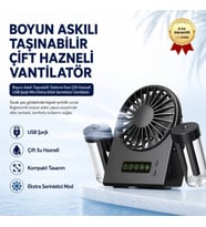 Boyun Askılı Taşınabilir Sisleme Fanı Çift Hazneli USB Şarjlı Mini Klima Etkili Serinletici Vantilatör