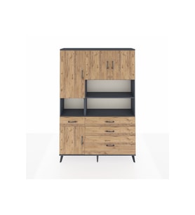 Arges Gardrop 9 Raflı 4 Çekmeceli 4 Kapaklı 132x30x195 Antrasit-Çam