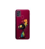 Samsung Galaxy M31 ile Uyumlu Splash Kedi Tasarımlı Şeffaf Silikon Kılıf