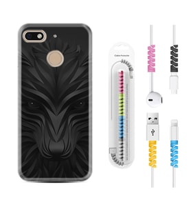 General Mobile GM8 Go GM9 GM20 Pro Plus Kılıf Kablo Koruma Spiral Silikon Black Fox 1325