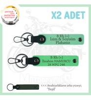 Motosiklet Aşıklarına Özel, İsim Plaka ve B Rh (+) Kan Grubu Yazılı x2 Anahtarlık, Yeşil-F Yeşil-Ysl