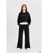 Bordo Kız Çocuk Garnili Sweatshirt Lastikli Paça Eşofmanlı 2li Alt Üst Takım 24768