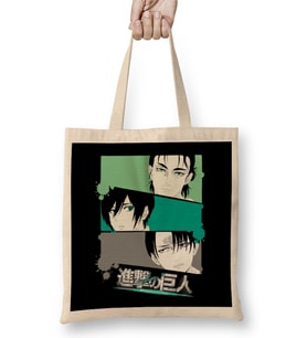 Attack On Titan Final Season Mikasa Eren Levi Portrait Bez Çanta Uzun Saplı