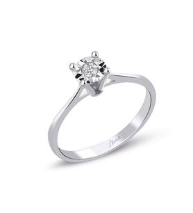 0.06 Ct. Modern Tasarım Yuvarlak Tırnaklı Tektaş Yüzük (Beyaz)