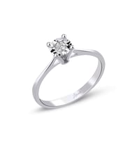 0.06 Ct. Modern Tasarım Yuvarlak Tırnaklı Tektaş Yüzük (Beyaz)