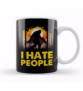 Cute & Funny I Hate People Bigfoot Pun Nature Kupa Bardak Porselen