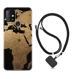 INFINIX Hot 8 9 10 11S Hot 10 Play 10T Kılıf Boyun Askılı Silikon Map Planet 1656