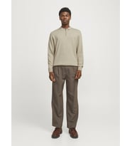 Jack & Jones JJEEMIL Knit Polo  Yarım Fermuar Uzun Kollu Erkek Triko (Gri)