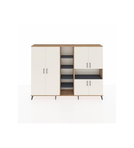 Arges Dolap 13 Raflı 6 Kapaklı 220x30x163 Çam-Aytaşı/Antrasit
