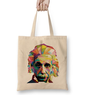 Geometric Celebrity Albert Einstein Bez Çanta Uzun Saplı
