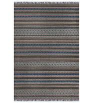 Mavi Renkli Kaymaz Tabanlı Yıkanabilir Makine Dokuma Kilim