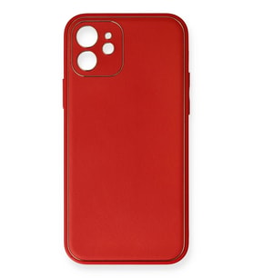 Pilelistore   iPhone 12 Mini Kılıf Coco Deri Silikon Kapak - Kırmızı