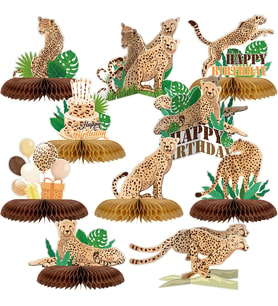 10 Adet Leopar Doğum Günü Süslemeleri Leopar Masa Orta Parçası 3D Orman Petek Orta Parçalar Çita Doğum Günü Dekorasyonları Çita Parti Dekorasyonları Orman Mutlu Doğum Günü Partisi Bebek Partisi