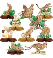 10 Adet Leopar Doğum Günü Süslemeleri Leopar Masa Orta Parçası 3D Orman Petek Orta Parçalar Çita Doğum Günü Dekorasyonları Çita Parti Dekorasyonları Orman Mutlu Doğum Günü Partisi Bebek Partisi