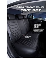 Volkswagen Golf Mk 8 2020-2025 Uyumlu Lüx Deri Oto Koltuk Kılıfı Ön Arka Takım Antalya Serisi SİYAH