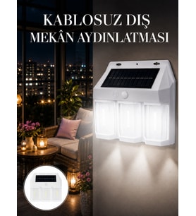 Dış Mekan Solar Duvar Lambası – 120° Hareket Algılama, 3 Işık Modu Yeni Nesil