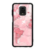 Xiaomi Redmi Note 9 Pro Uyumlu Pembe Harita Tasarımlı Glossy Telefon Kılıfı