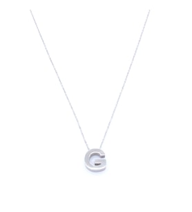 316L Çelik  G Harf Kolye 55 cm KLY-547 (Beyaz)