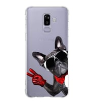 PrintiFy Samsung Galaxy A6 (2018) Uyumlu Köpek 2 Baskılı Şeffaf Köşe Korumalı Antişok Kılıf