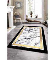 Siyah Gold Çerçeveli Kaymaz Tabanlı Dekoratif Halı RV111 - 100 x 160 cm