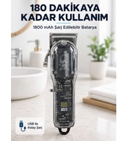 Erkek Saç Tıraş Makinesi Ayarlanabilir Bıçaklı 4 Taraklı 180 Dakika Kullanımlı LCD Ekranlı Şarjlı