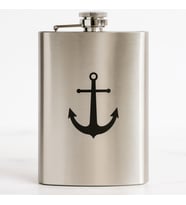 Perlotus 8 Oz- 235 cc Hunili Cep Tipi Kapaklı Çelik Denizci Çapa Temalı İçki Ma