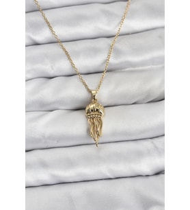 316L Çelik Zincir Gold Renk Deniz Anası Model Zirkon Taşlı Kadın Kolye 5886