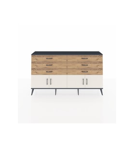 Arges Konsol 2 Raflı 6 Çekmeceli 4 Kapaklı 176x30x99 Antrasit-Aytaşı/Çam