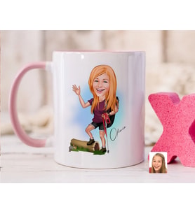 Bk Gift Kişiye Özel Gezgin Karikatürlü Pembe Kupa Bardak-2, Sevgiliye Hediye, Arkadaşa Hediye