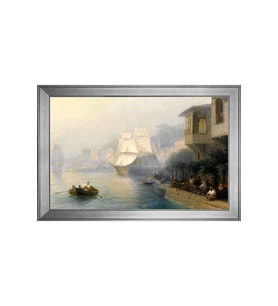 İstanbul Boğazından bir Görüntü Motifli Kanvas Tablo 80 x 110 cm Silver Çerçeve