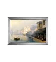 İstanbul Boğazından bir Görüntü Motifli Kanvas Tablo 80 x 110 cm Silver Çerçeve