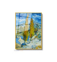 Dikey Çerçeveli Cam Vangogh 73 Modern Ev Dekoru Duvar Sanatı Ev Ofis Tablosu (Altın)