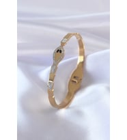 316L Çelik Gold Renk Yılan Model Zirkon Taş Detay Kadın Kelepçe 5886 - SSSSSS2887-7653
