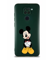Xiaomi Redmi Note 9 Soft Premier Kapak Mickey Mouse-A Tasarımlı Silikon Kılıf - Yeşil (Şeffaf)