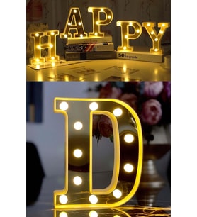 3D Led Işıklı D Harfi Büyük Boy, Organizasyon ve Doğum Günü Dekoru (Krem)