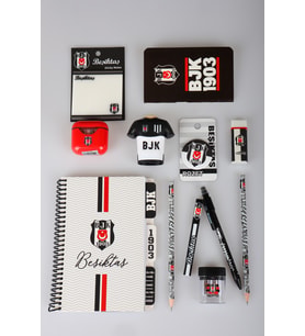 Lisanslı Beşiktaş 12 Parça Kırtasiye Seti Ajanda,Post-It,Rozet,Uçlu Kalem,Uç