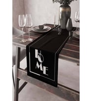 Siyah Home Yazılı Premium Masa Örtüsü Runner RNR329