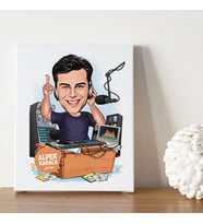 Müzik Tutkunu Erkek Karikatürlü Kanvas Tablo