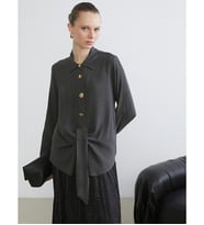 LCWAIKIKI Classic Gri Regular Fit Bağlamalı Kadın Gömlek