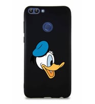 Huawei P Smart Soft Premier Kapak Donald Duck-F Tasarımlı Silikon Kılıf - Siyah (Şeffaf)