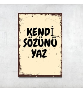 Kişiye Özel Yazılı Retro MDF Tablo - 20x28 cm İstediğin Sözü Yazdır Ahşap Pano